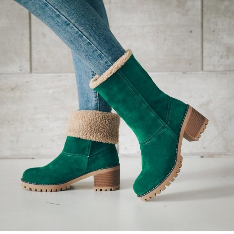 Bottes Femme Chaudes en Suédine à Revers - Confort Hiver et Style Polyvalent