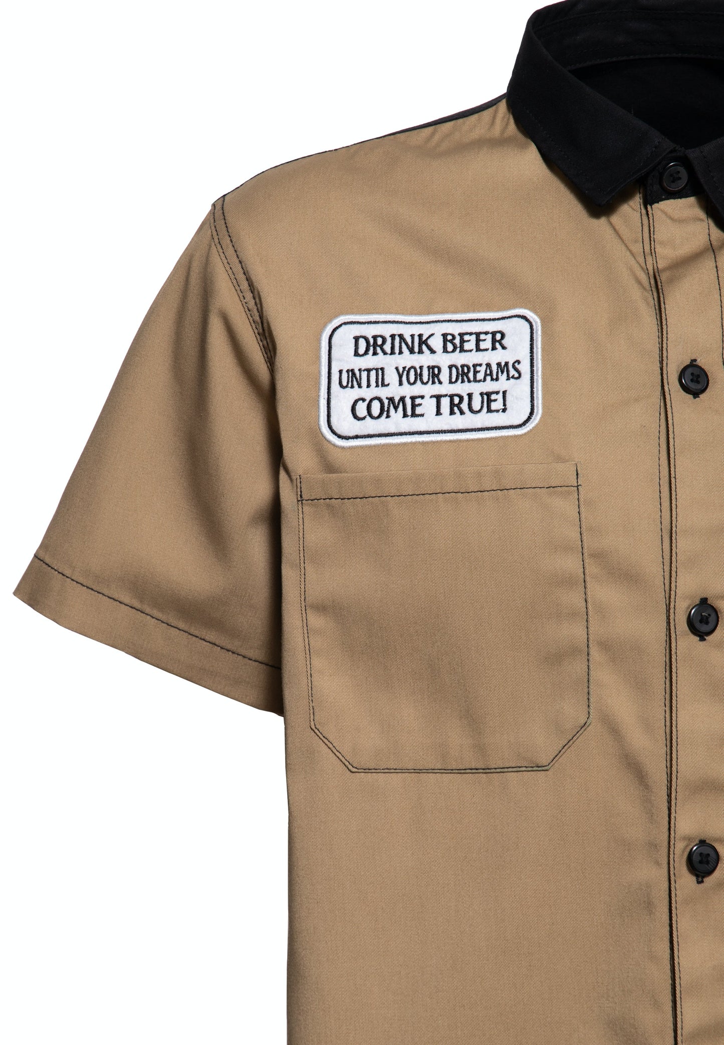 Chris – Chemise de Travail Homme à Manches Courtes avec Motif Bière