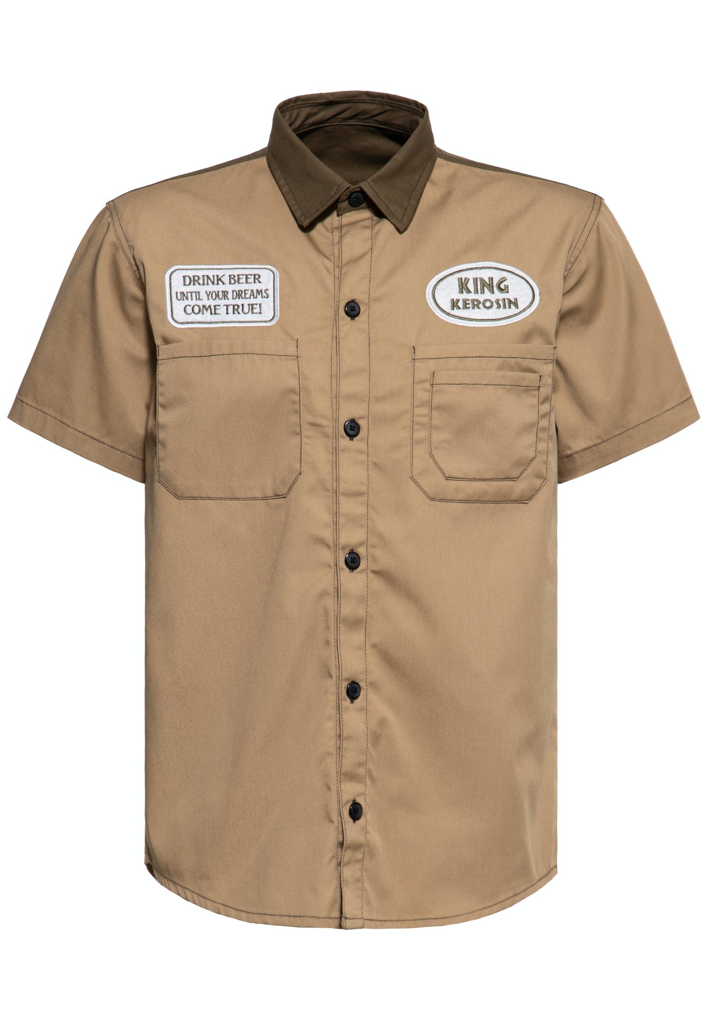 Chris – Chemise de Travail Homme à Manches Courtes avec Motif Bière