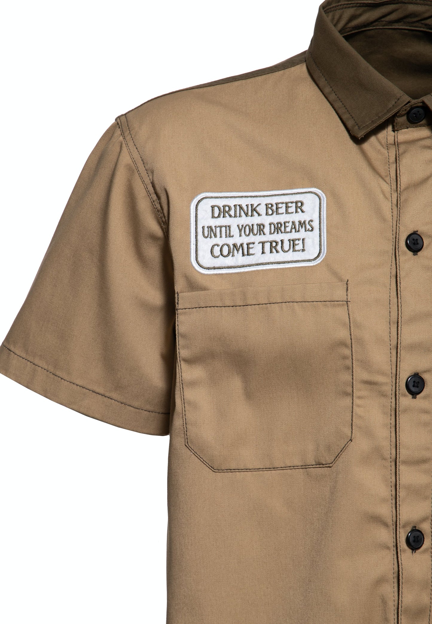 Chris – Chemise de Travail Homme à Manches Courtes avec Motif Bière