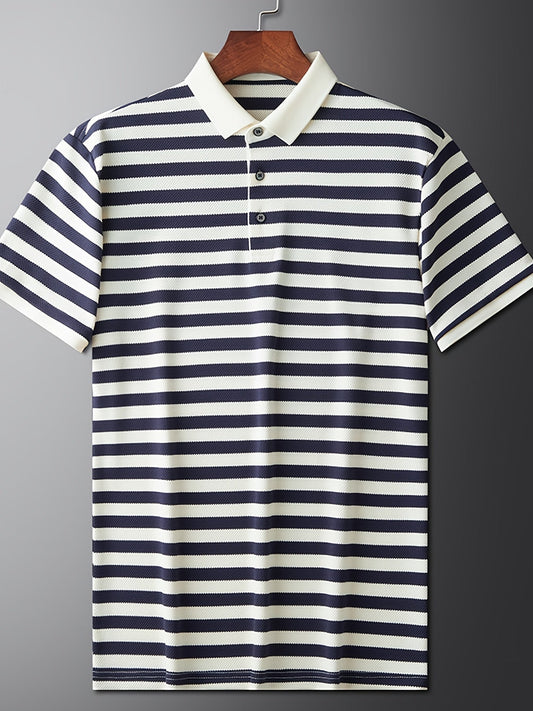 Polo a maniche corte a righe stile marinaresco da uomo - Eleganza casual classica