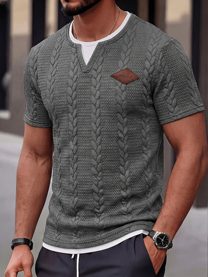 T-shirt homme col rond style torsadé décontracté pour loisirs et sorties