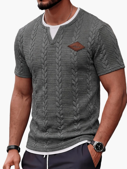 T-shirt homme col rond style torsadé décontracté pour loisirs et sorties