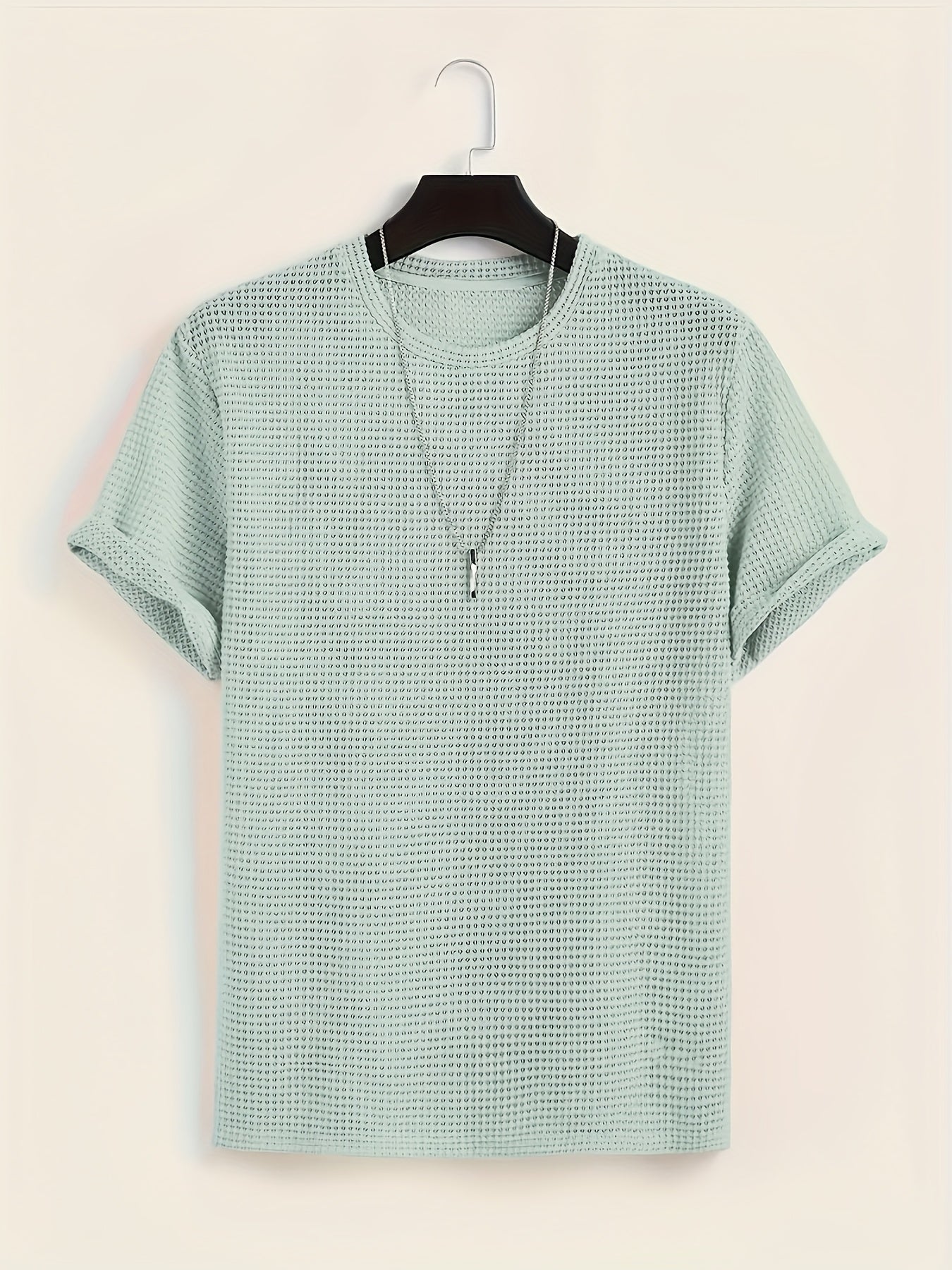 T-shirt décontracté à manches courtes pour homme style moderne avec texture ajourée