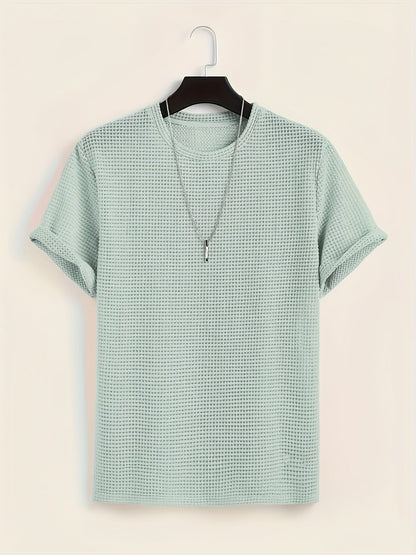 T-shirt décontracté à manches courtes pour homme style moderne avec texture ajourée