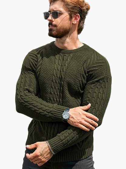 Pull torsadé pour homme style décontracté urbain – Manches longues, chic automne/hiver