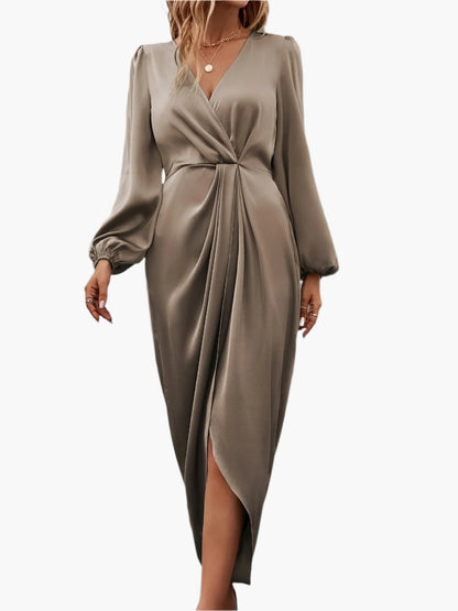 Robe portefeuille élégante de soirée pour femme, style drapé chic événement habillé