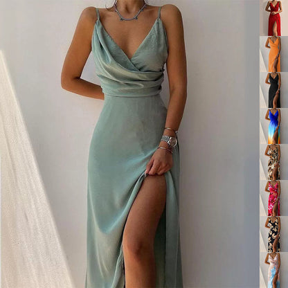 Mary – Robe à bretelles sexy avec fente pour l'été