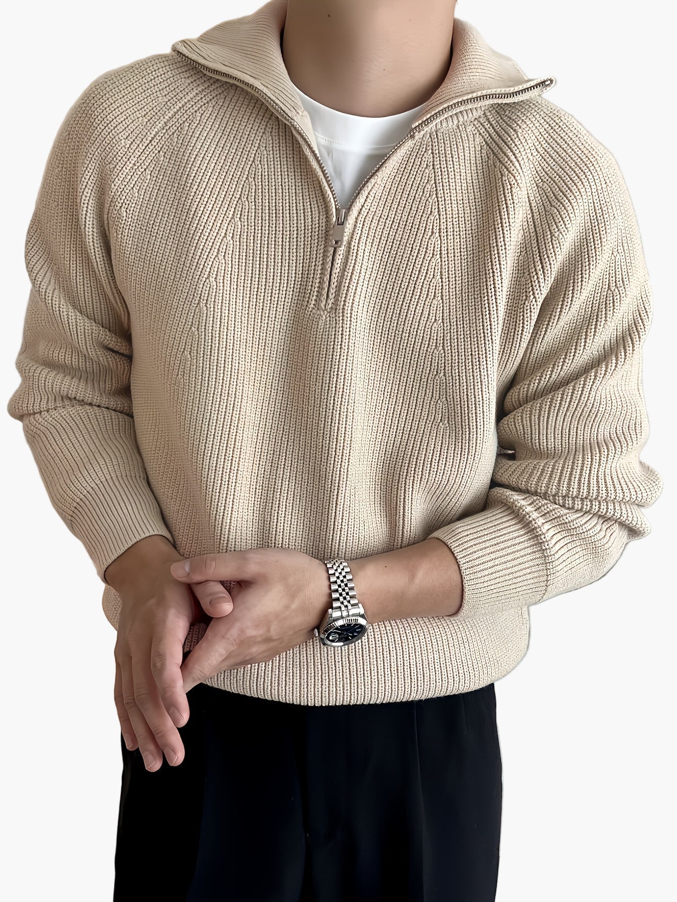 Pull homme casual à col zippé style moderne pour automne/hiver