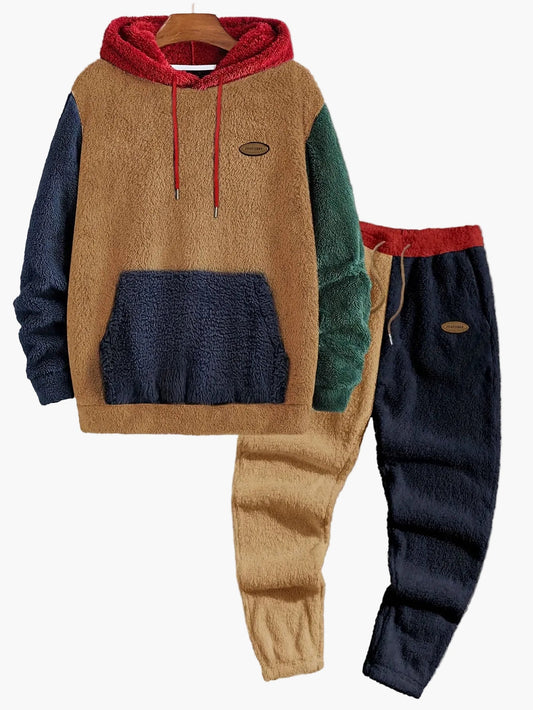 Ensemble décontracté homme à capuche style polaire pour automne/hiver