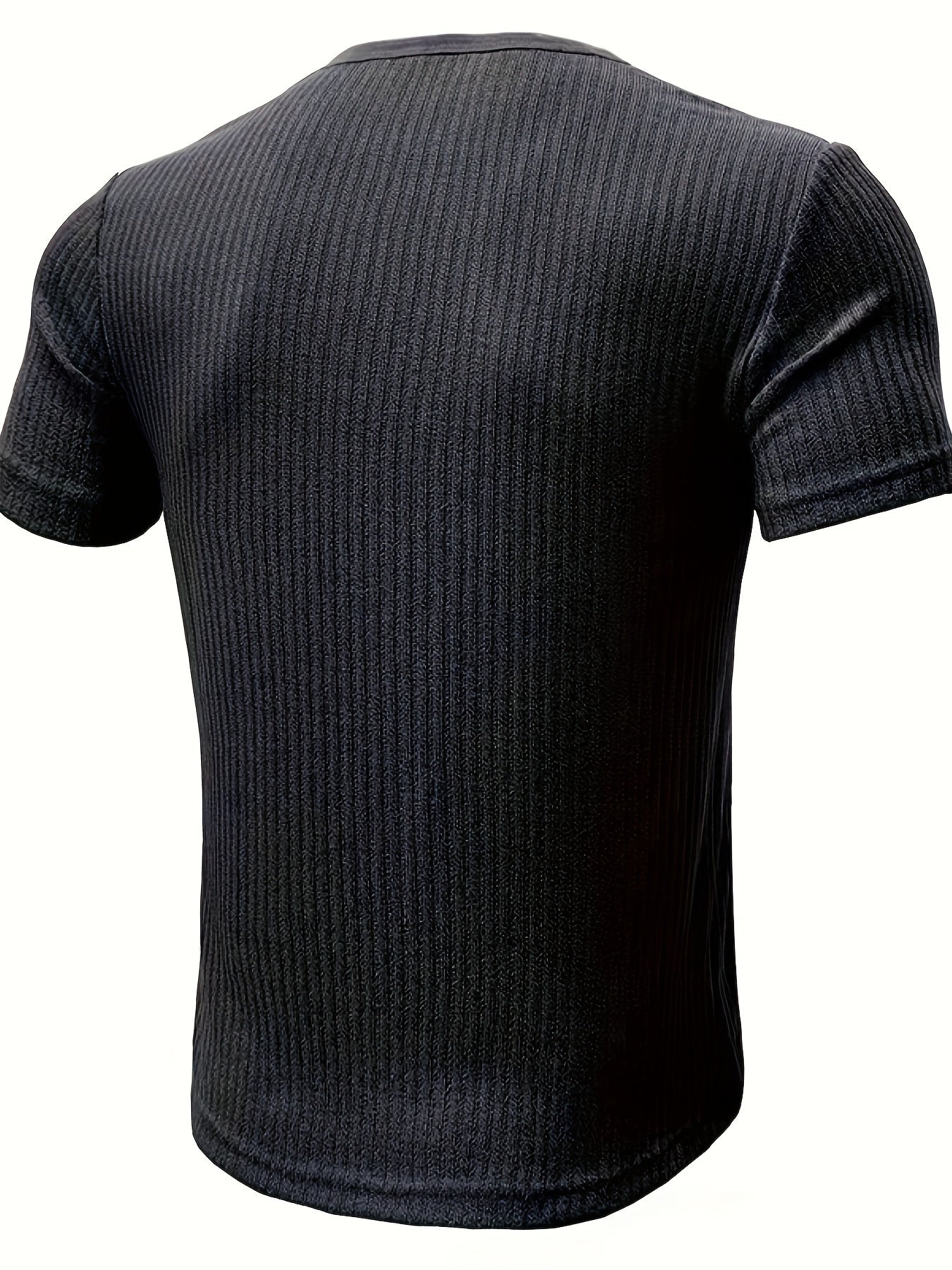 T-shirt casual a maniche corte da uomo stile Henley con bottoni a righe
