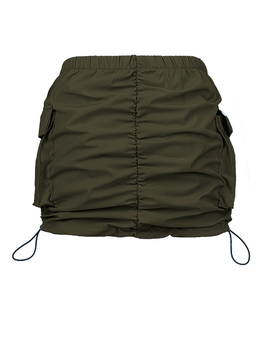 Falda Mini Cargo para Mujer Estilo Urbano con Frunces y Bolsillos Utilitarios