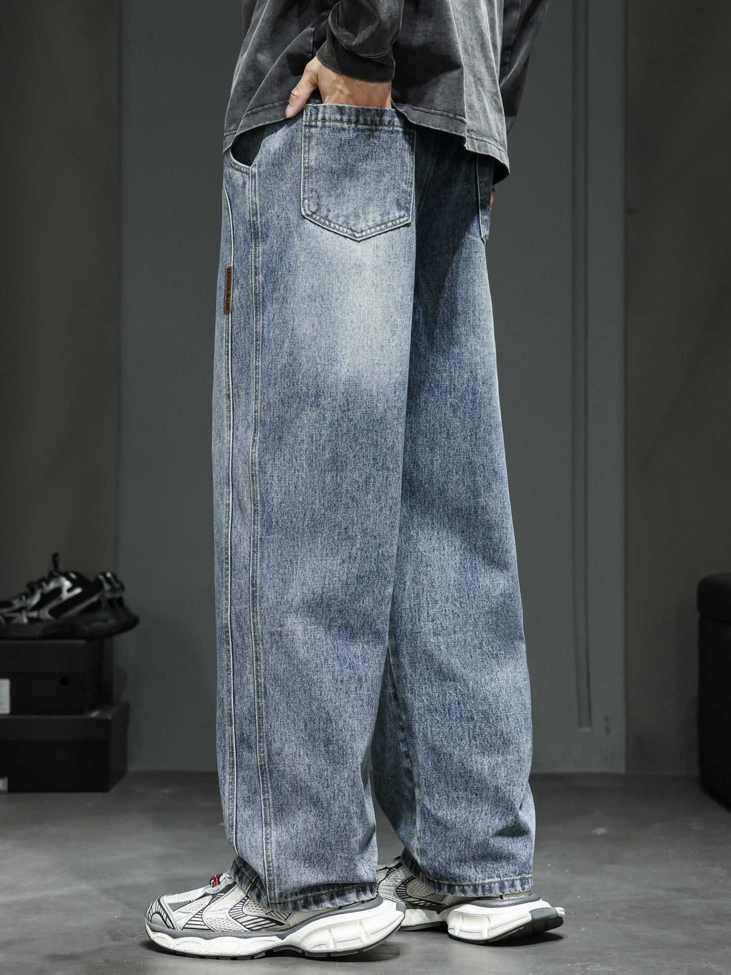 Jean large coupe ample pour homme style urbain décontracté