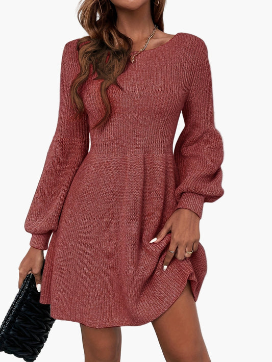 Robe Pull Décontractée Femme Style Élégant Manches Longues pour Automne et Printemps