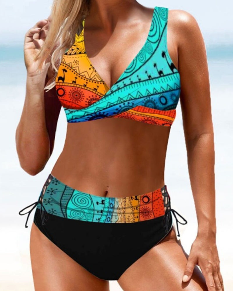 Mandy – Maillot de Bain Bikini Taille Haute Multicolore