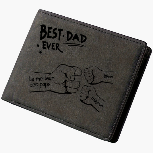 Portefeuille homme personnalisé fête des pères – Style famille, cadeau Best Dad Ever