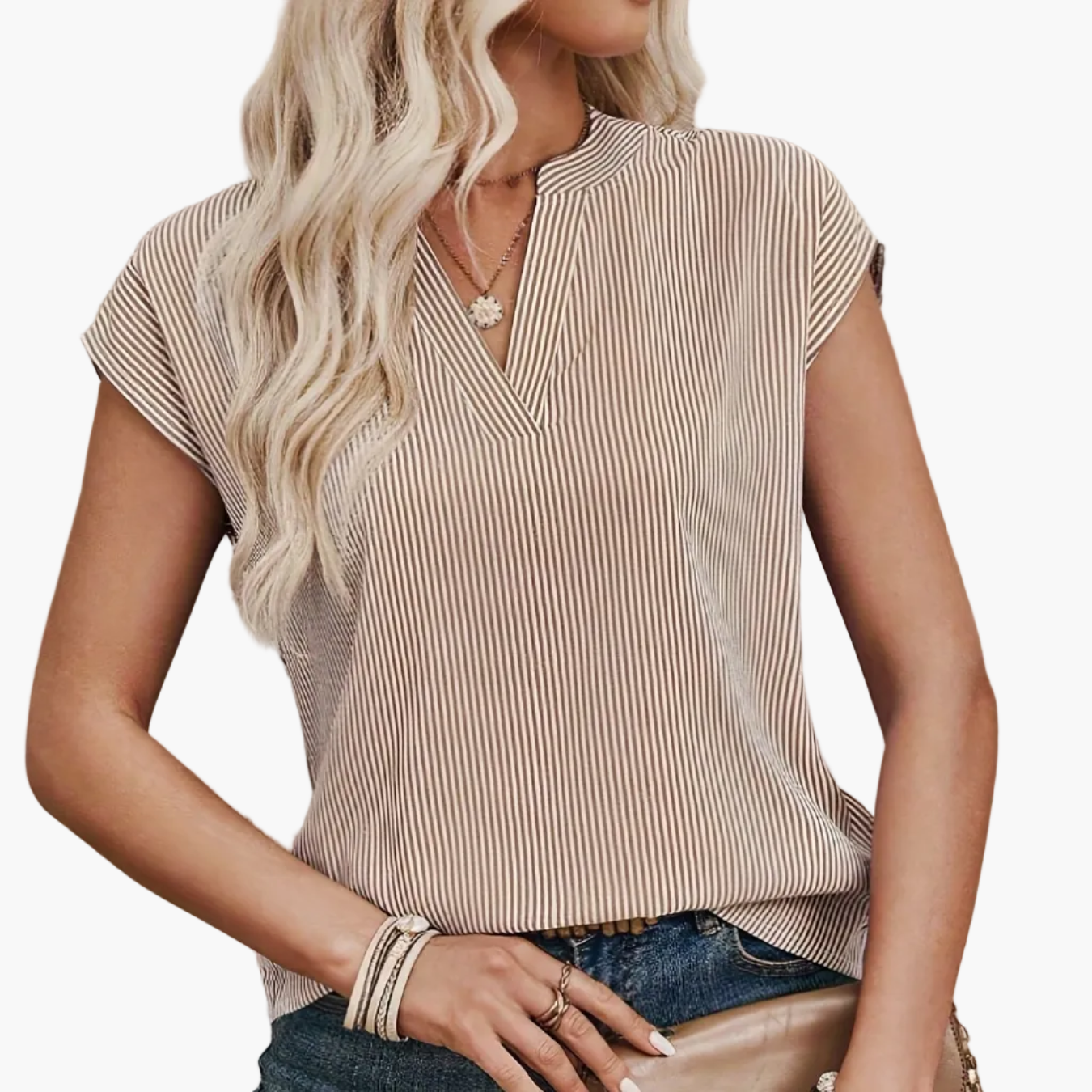Blouse Femme Élégante à Rayures Style Décontracté pour Bureau et Sorties