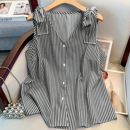 Débardeur femme grande taille à rayures style élégant pour le quotidien et bureau