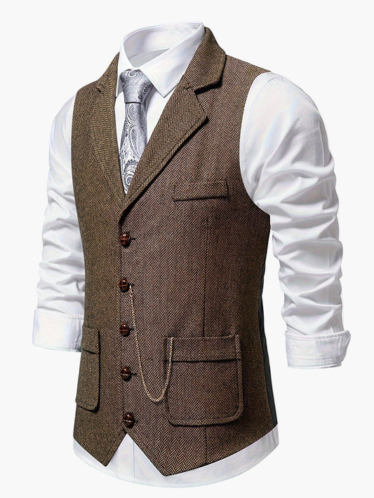 Gilet Homme Élégant Style Vintage pour Tenue Habillée ou Décontractée