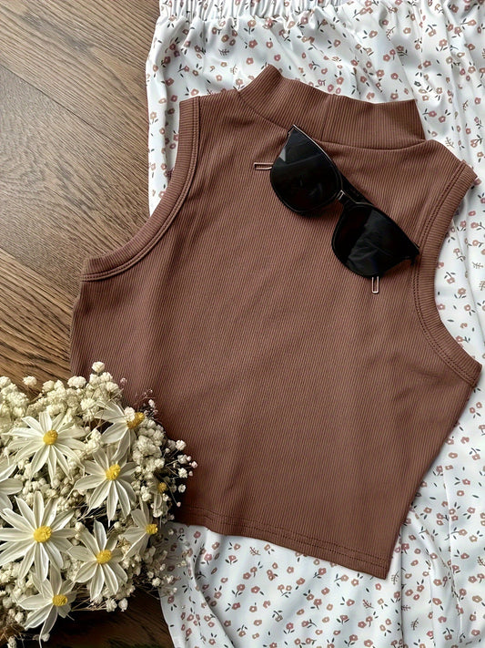 Débardeur Femme Style Élégant Col Montant pour Printemps/Été