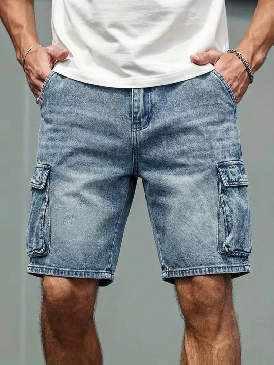 Short cargo décontracté pour homme style basique avec poches latérales