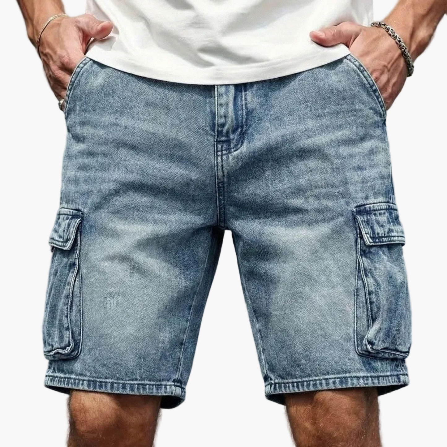 Short cargo décontracté pour homme style basique avec poches latérales