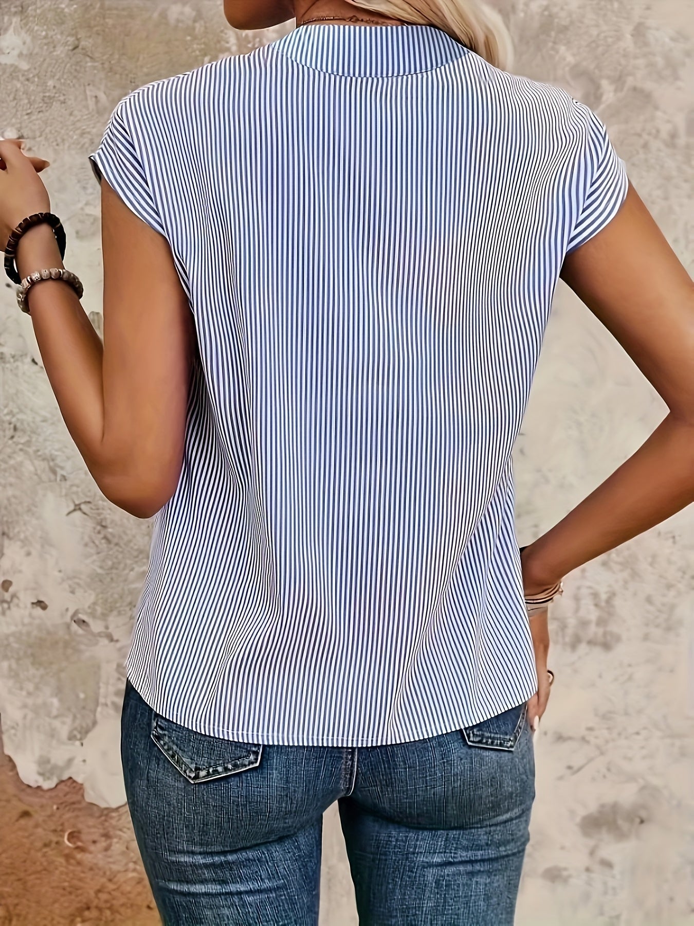 Blouse Femme Élégante à Rayures Style Décontracté pour Bureau et Sorties