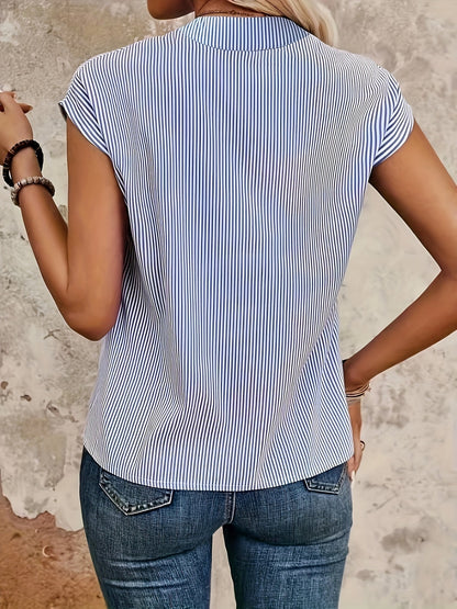 Blouse Femme Élégante à Rayures Style Décontracté pour Bureau et Sorties