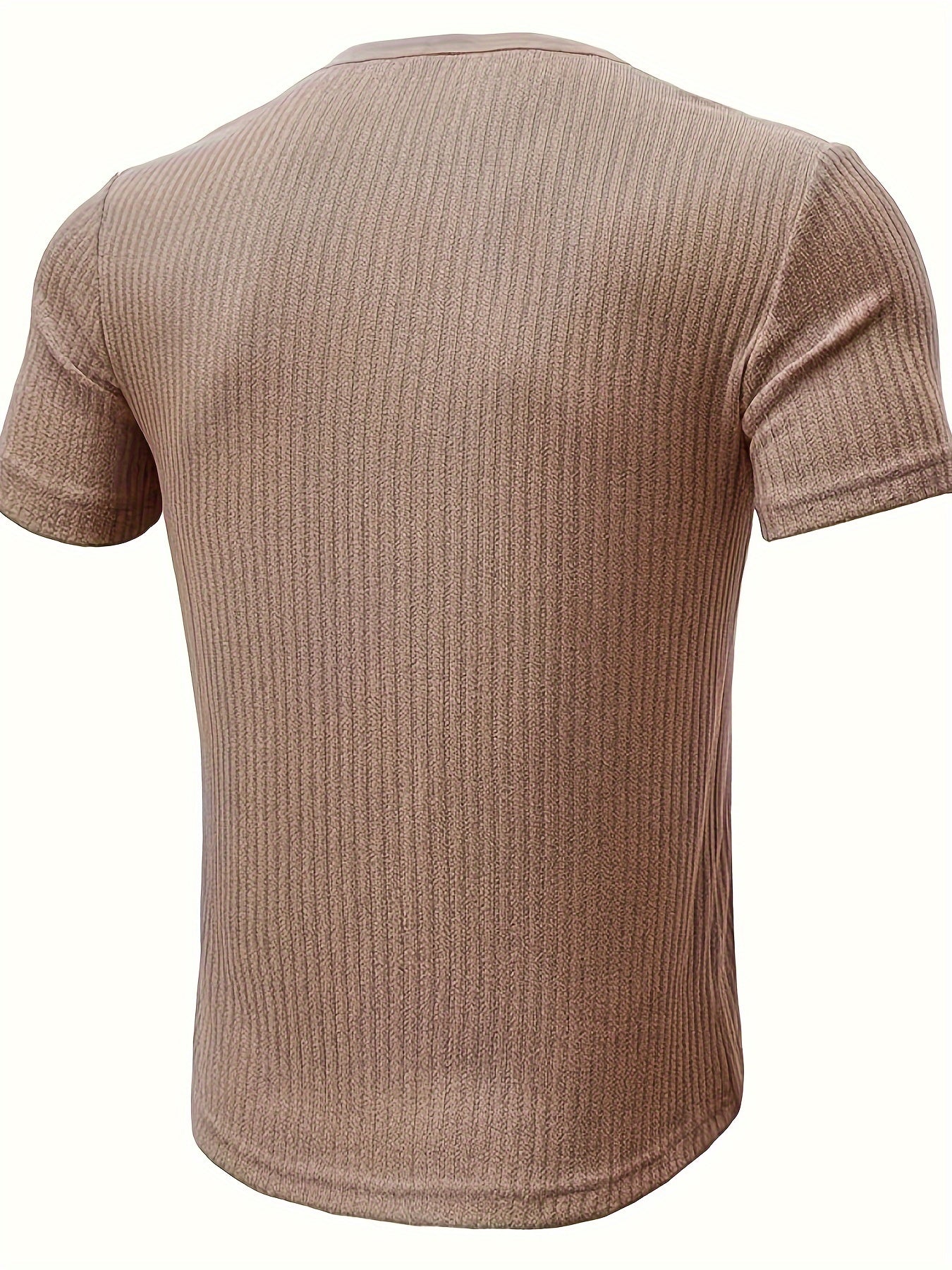 T-shirt casual a maniche corte da uomo stile Henley con bottoni a righe