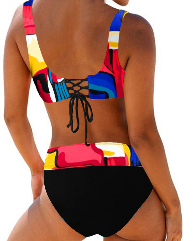 Mandy – Maillot de Bain Bikini Taille Haute Multicolore