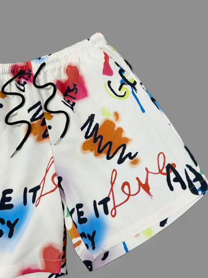 Short casual estampado graffiti para hombre estilo streetwear de moda