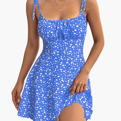 Abito estivo femminile stile chic con spalline e stampa floreale - Ideale per uscite e vacanze