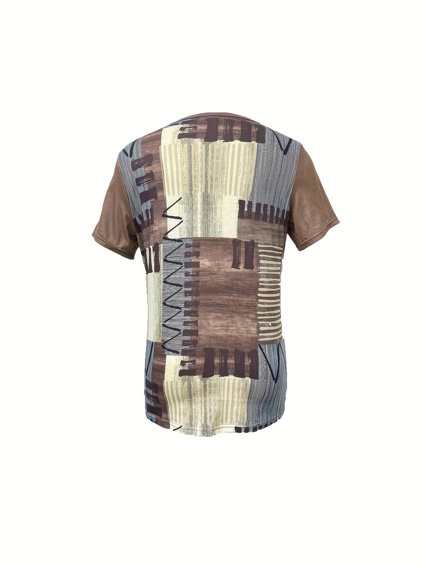 Avslappnad t-shirt med snörat geometriskt mönster för kvinnor, urban sommarstil