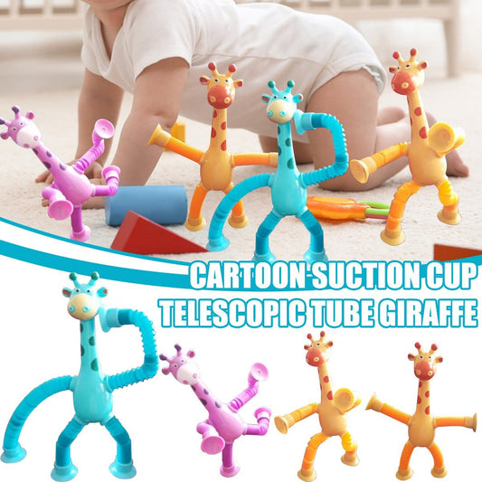 Jouet Girafe Télescopique à Ventouse pour Bébé et Enfant – Jouet Éducatif et Sensoriel Ludique