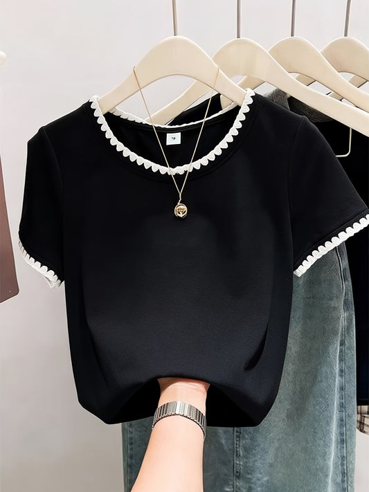 Blusa elegante donna con collo smerlato stile chic quotidiano