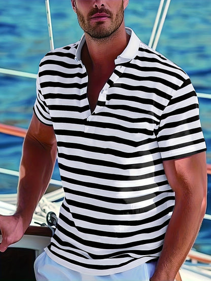 Polo marin à rayures homme style casual pour l'été