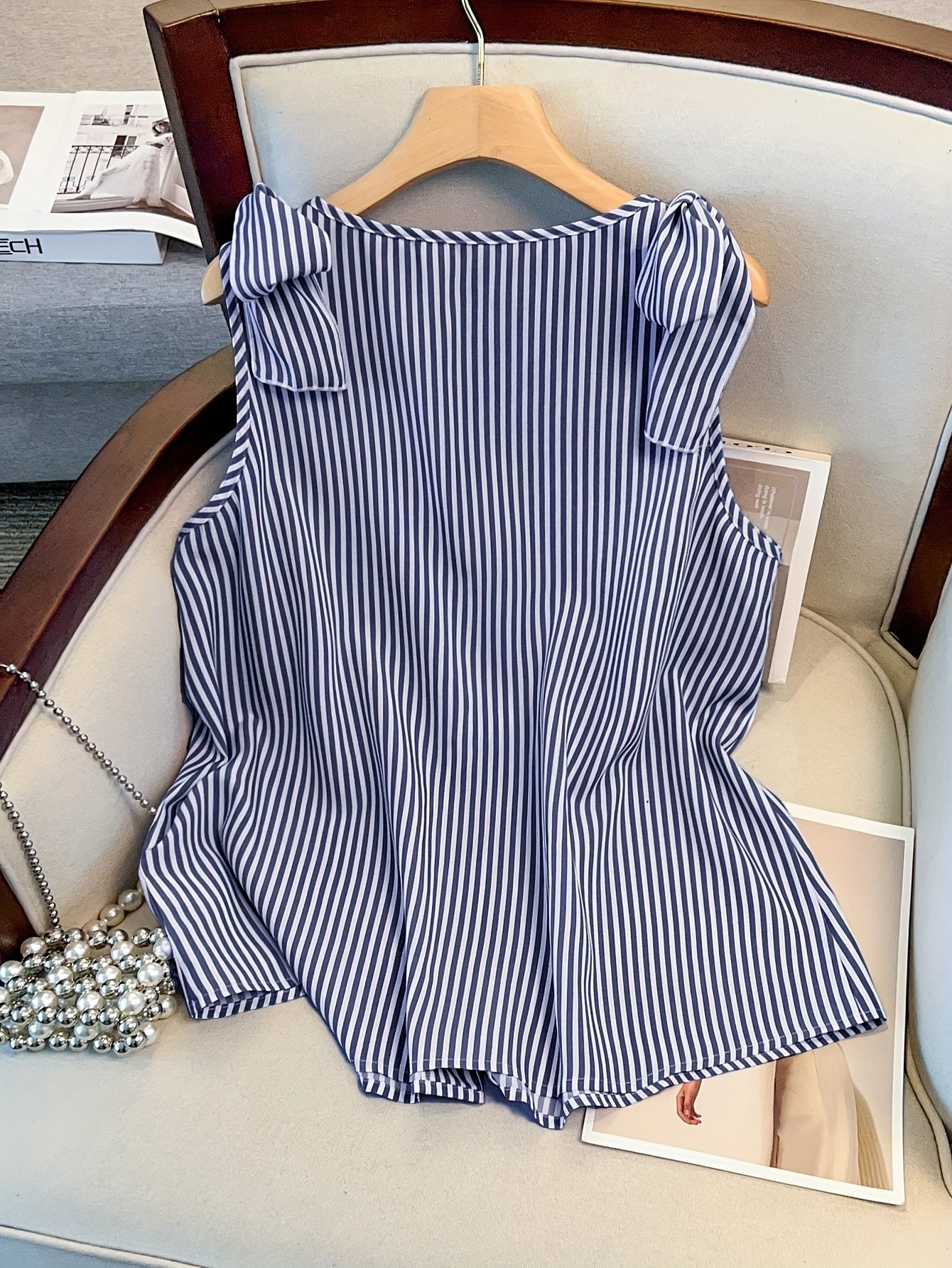 Débardeur femme grande taille à rayures style élégant pour le quotidien et bureau