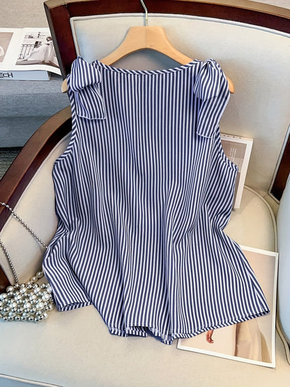 Débardeur femme grande taille à rayures style élégant pour le quotidien et bureau