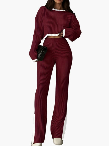 Ensemble deux pièces femme style élégant pour automne/hiver – tenue décontractée à la mode