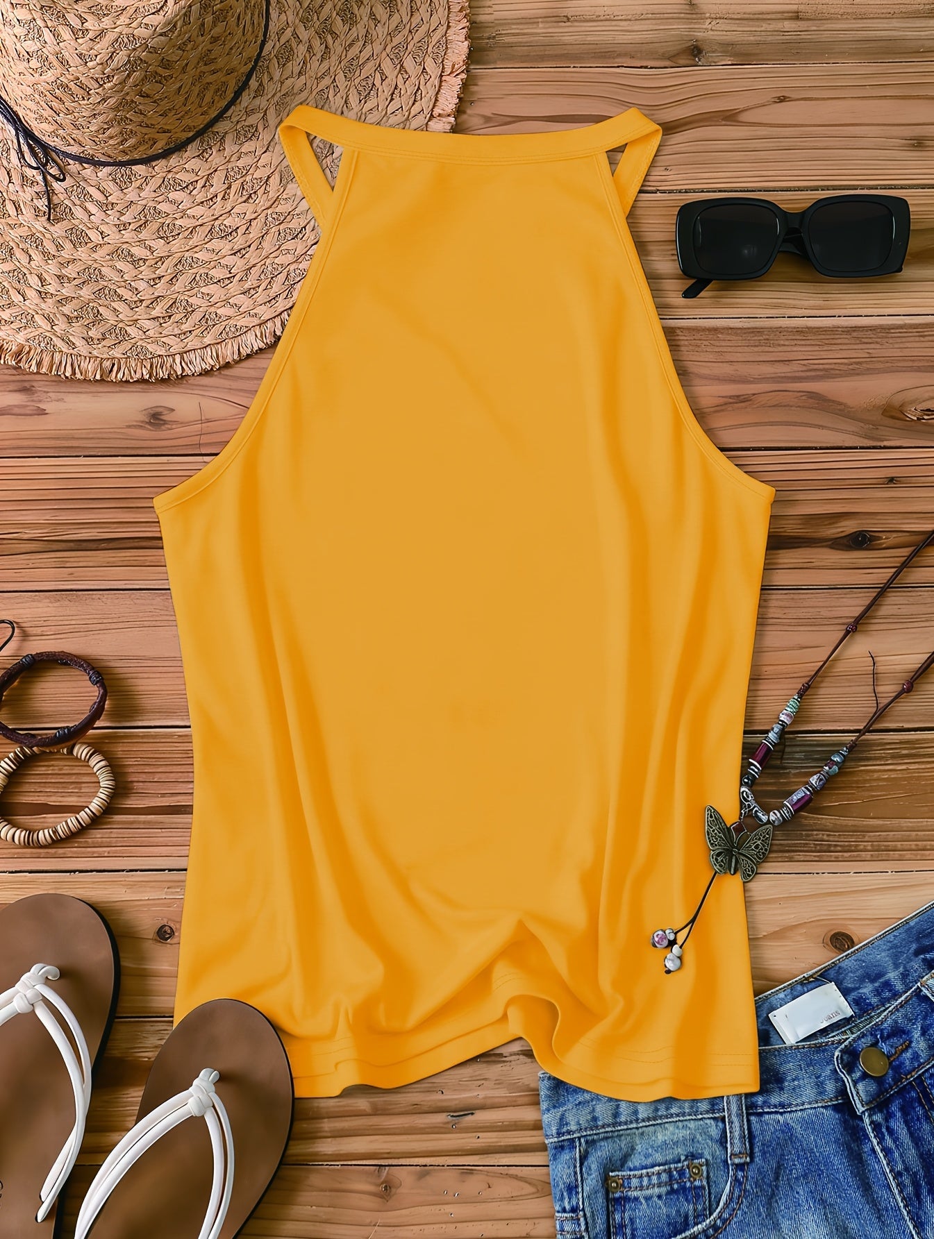 Débardeur Femme Style Bohème Casual - Motif Soleil et Message Positif - Idéal Été et Vacances