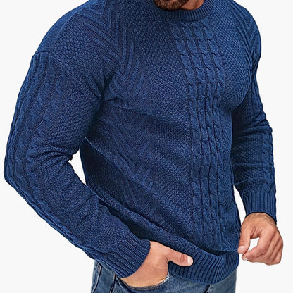 Pull torsadé pour homme style décontracté urbain – Manches longues, chic automne/hiver
