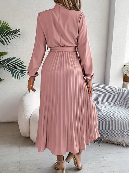 Vestido midi elegante con pliegues para mujer – Estilo refinado y versátil para ocasiones especiales