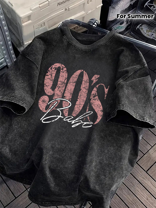 T-shirt streetwear femme imprimé rétro 90's Babe pour l'été