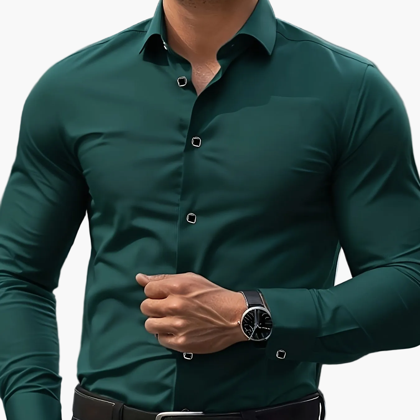 Elegant long-sleeve shirt for men - Slim fit, business and urban style