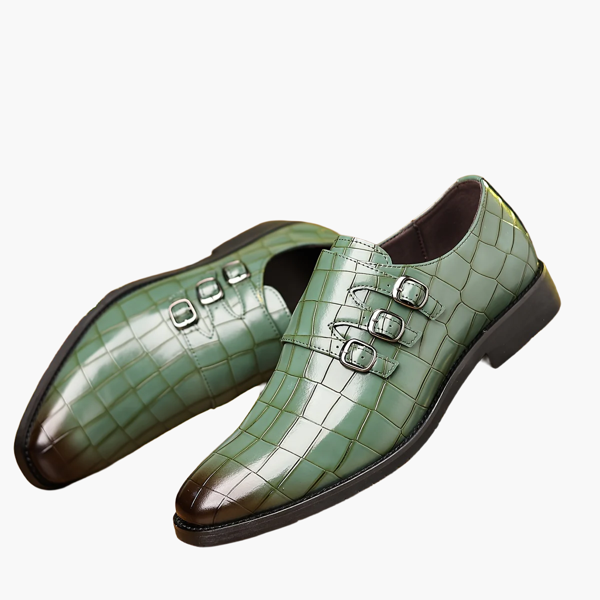 Scarpe eleganti da uomo con tripla fibbia stile vintage – eleganza formale e urbana