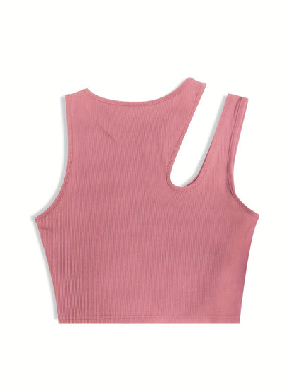 Women's trendy asymmetrical style tank top for summer - cropped fit, sexy and modern look