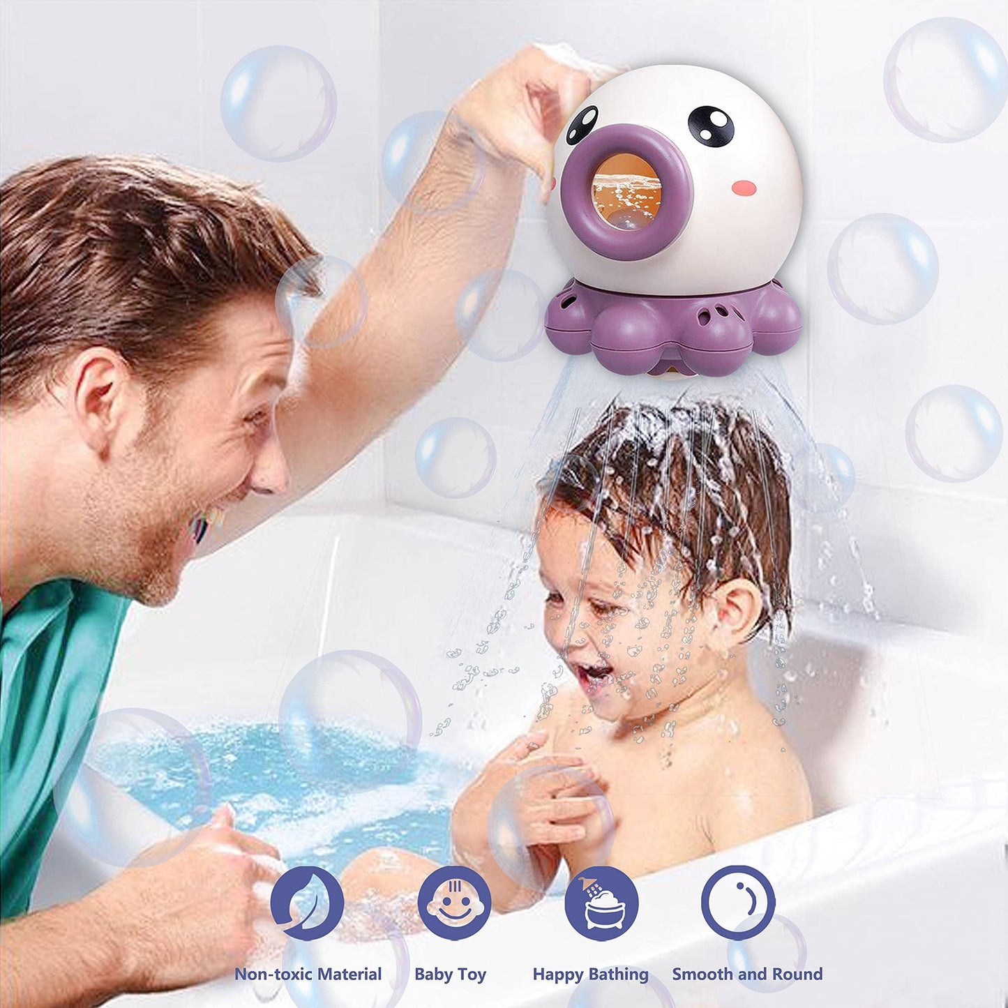 Jouet de Bain Bébé Pulvérisateur Poulpe pour Garçons et Filles – Jouet Éducatif et Ludique pour Baignoire et Piscine – Idéal pour 0 à 5 Ans