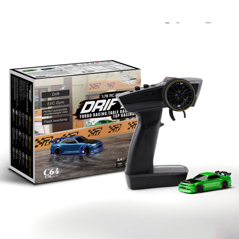 RC Driftauto 1:76 voor volwassenen en tieners – Model C64, turbo stijl, ideaal voor tafelraces en driften