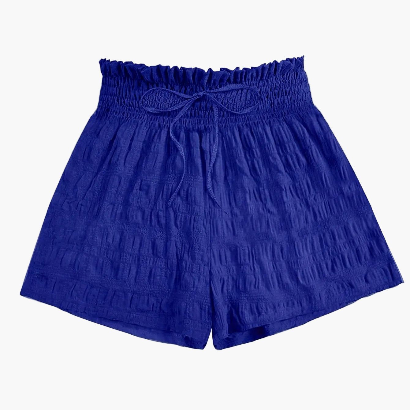 Short ample taille haute à smocks pour femme, style décontracté été