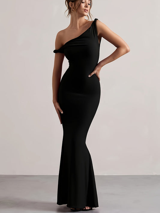 Robe Longue de Soirée Femme Élégante Style Sirène Épaule Dénudée